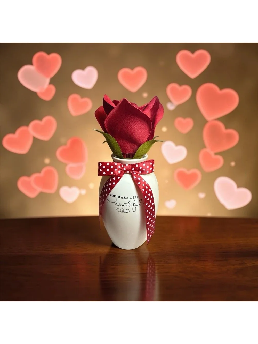 Hallmark Blooming Expressions Open Close Red Rose Vase LOVE YOU ALWAYS  8
